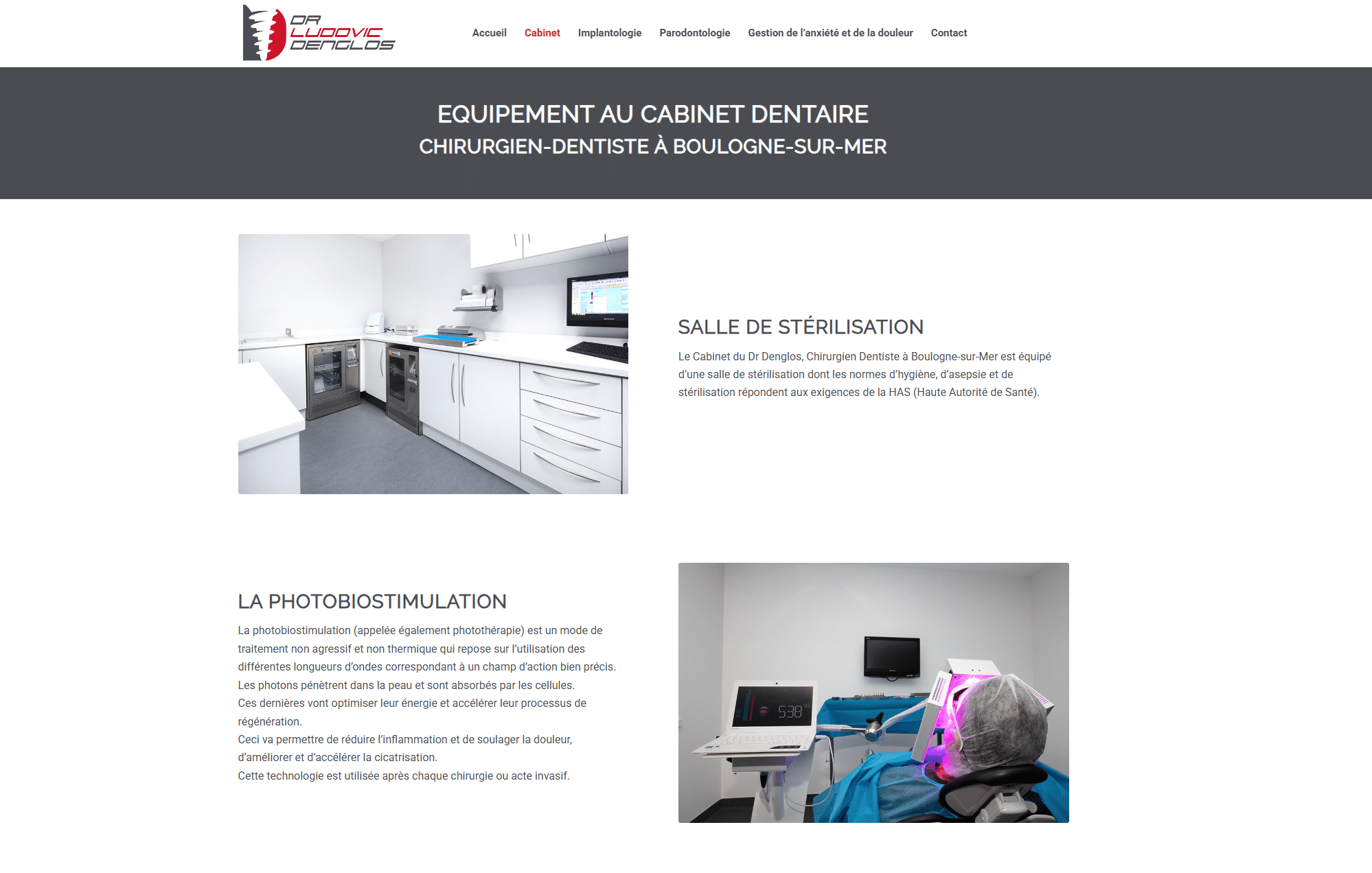 Page de présentation d'un chirurgien-dentiste sur le site internet d'un cabinet dentaire