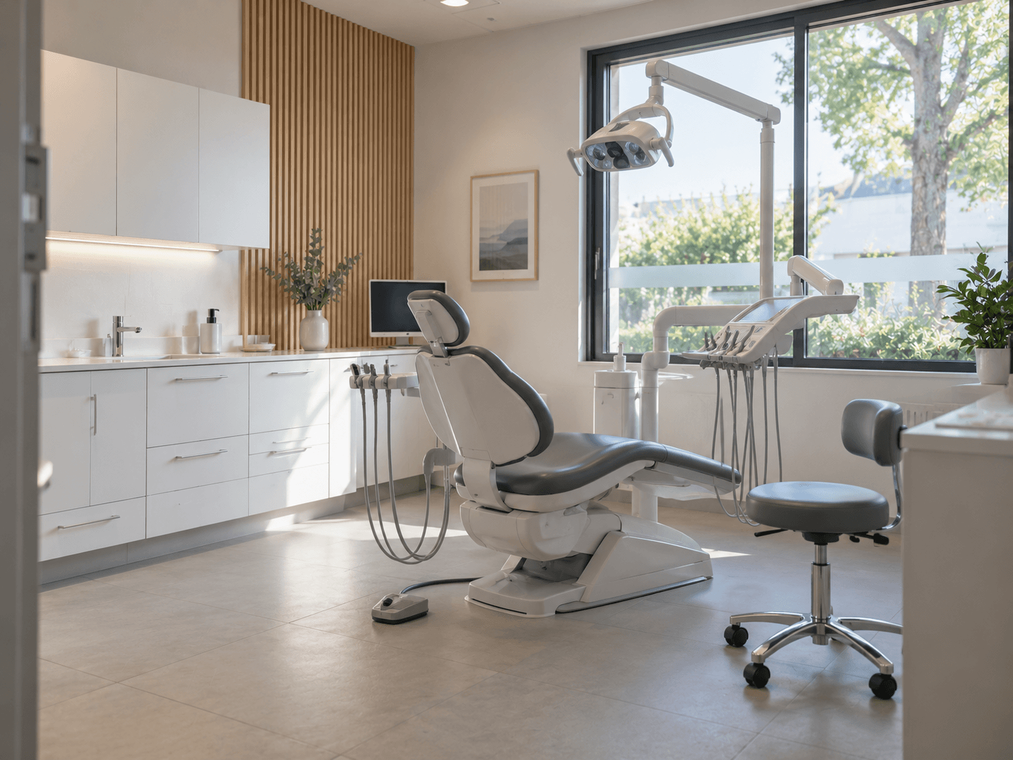 Plateau technique et fauteuil d'un cabinet dentaire